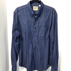 Naked & Famous Men's Blue Button Down Shirt